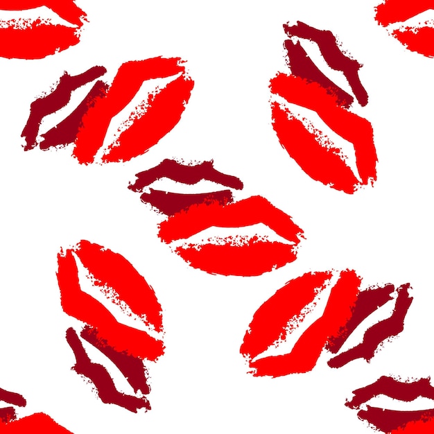 Seamless pattern with ilustration a red lips