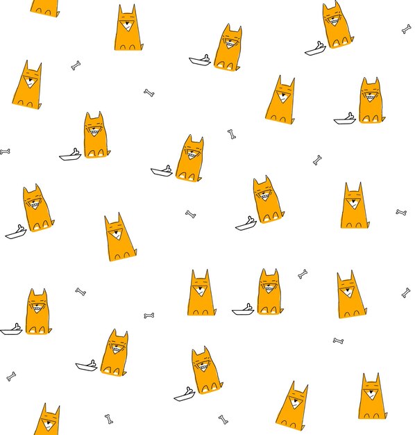 Seamless pattern with the image of a shiba inu dog