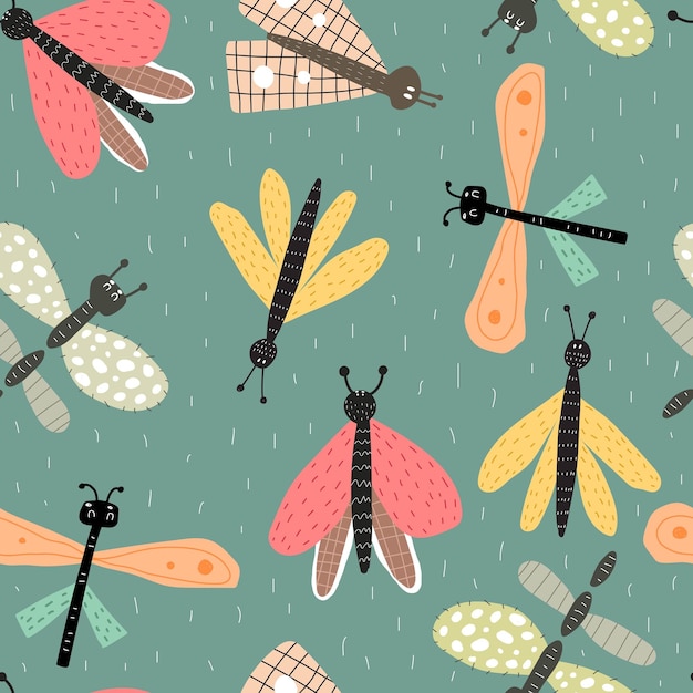 Seamless pattern with insects