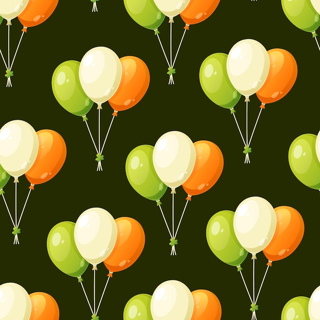 Seamless pattern with irish green white and orange air balloons