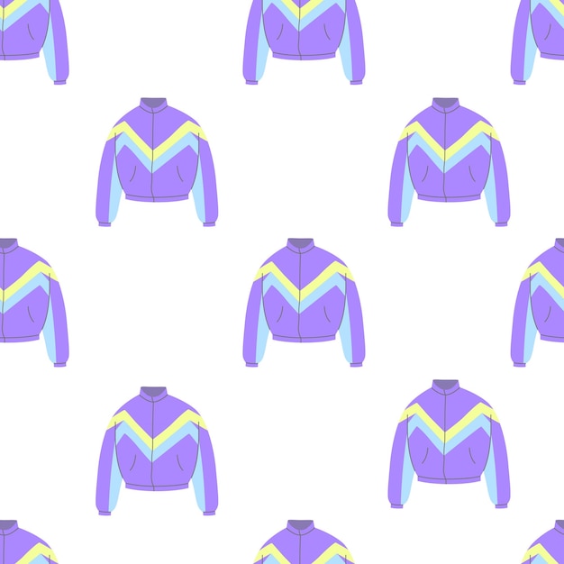 Vector seamless pattern with a jacket from the 90s a bright background for your design