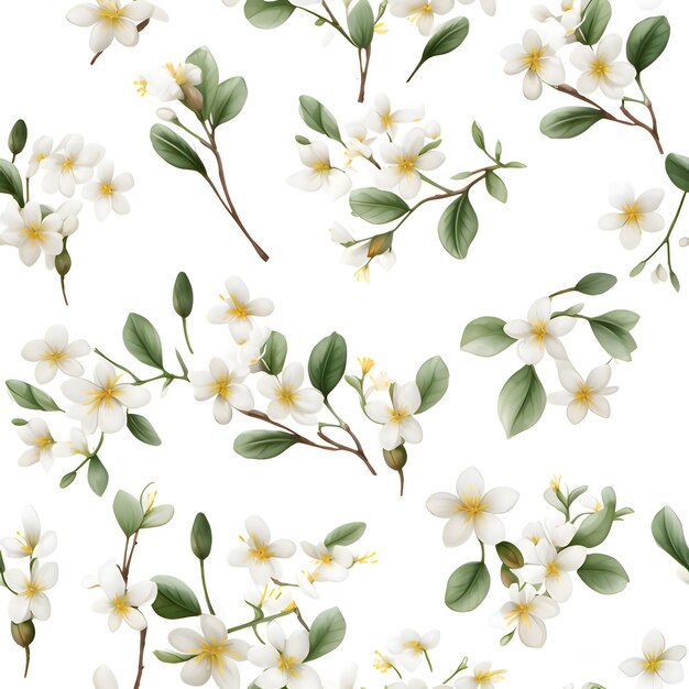 Seamless pattern with jasmine flowers Vector illustration