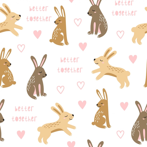 Seamless  pattern with jumping rabbits.