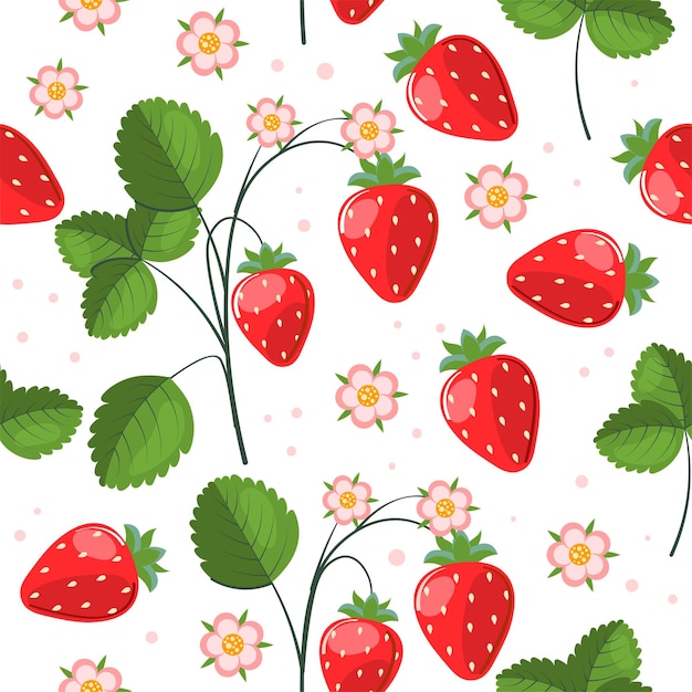 Seamless pattern with kawaii fruit drawing kids friendly pattern design with cute strawberries