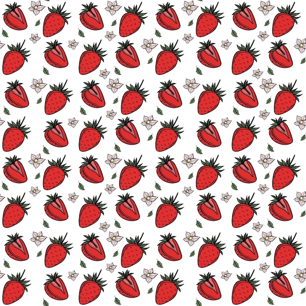 Seamless pattern with kawaii strawberry