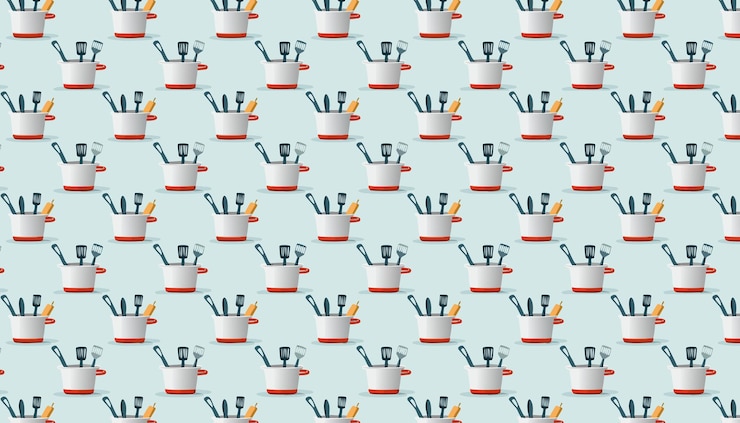 Vector seamless pattern with kitchen tool holder vector illustration in flat style