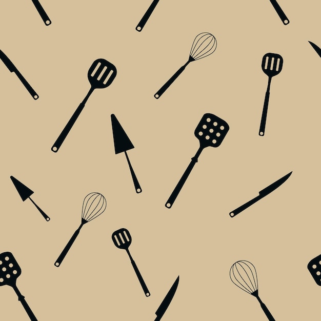 Vector seamless pattern with kitchen utensils