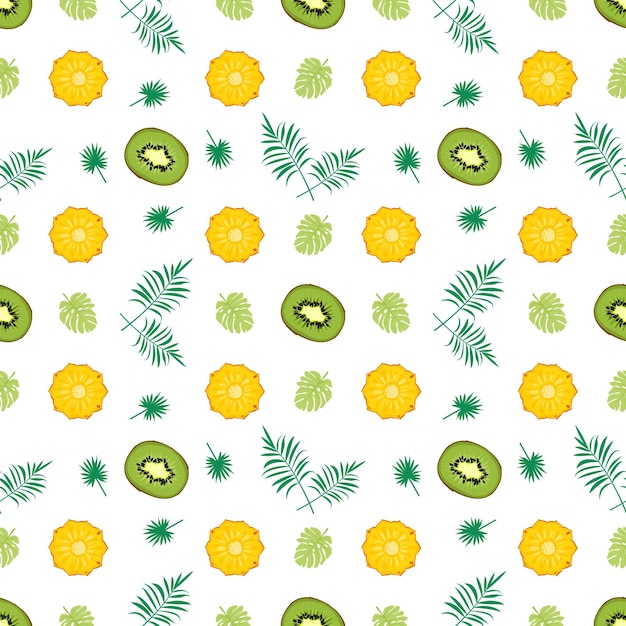 Seamless pattern with kiwi pineapple