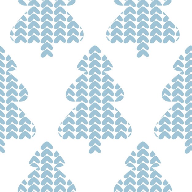 Seamless pattern with knitted christmas trees winter fir forest wrapping paper new year background