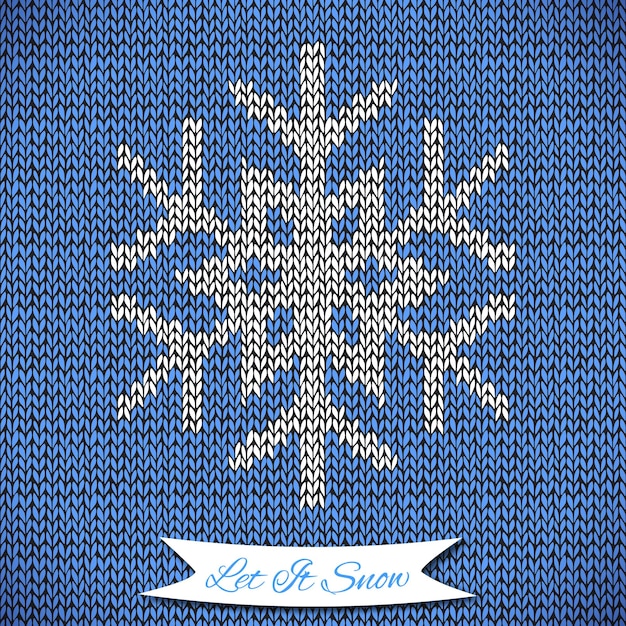 Seamless pattern with knitted snowflake