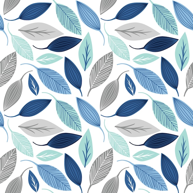 잎 블루와 실버 색상으로 완벽 한 패턴