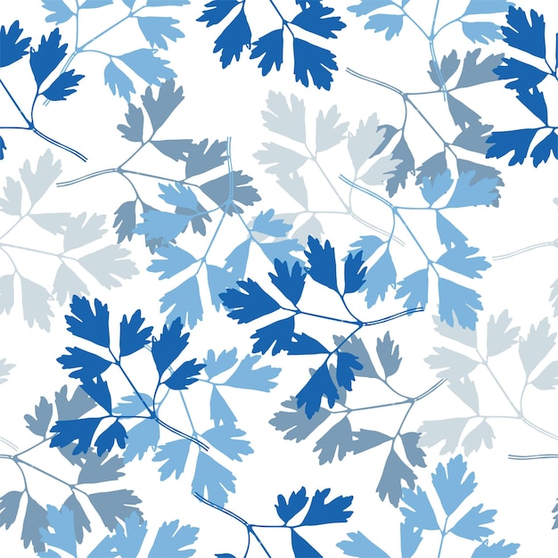 Vector seamless pattern with leaves and doodle elements