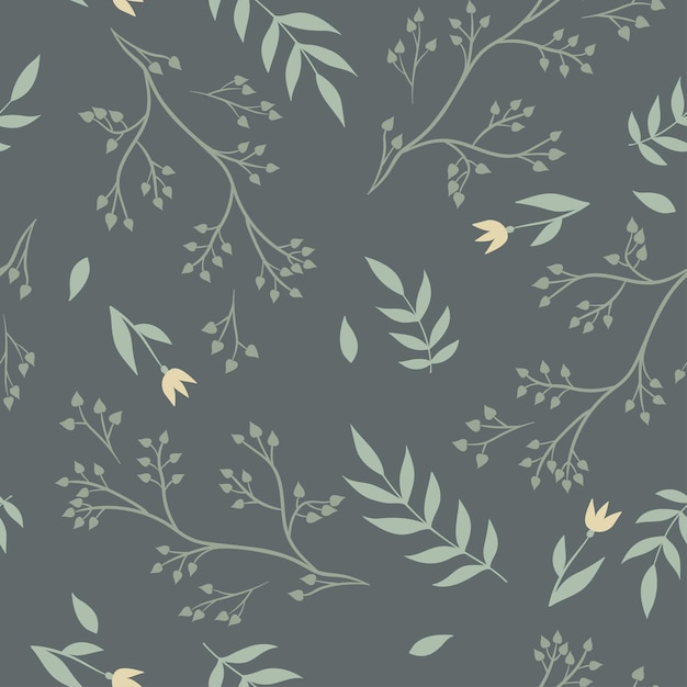 Seamless pattern with leaves and flowers