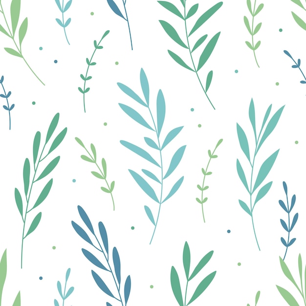 Seamless pattern with leaves. Hand drawn vector illustration Trendy texture for print textile fabric