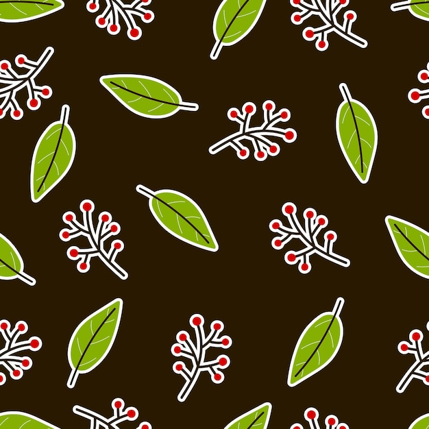 Vector seamless pattern with leaves twigs