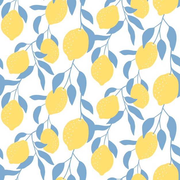 Seamless pattern with lemon fruits.