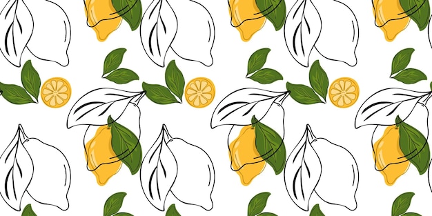 Seamless pattern with lemons. Hand drawing.