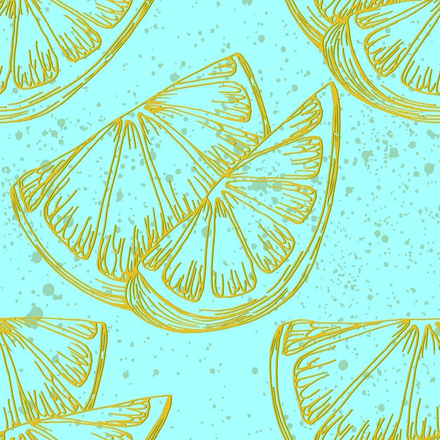 Seamless pattern with lemons Lime Hand drawn illustration