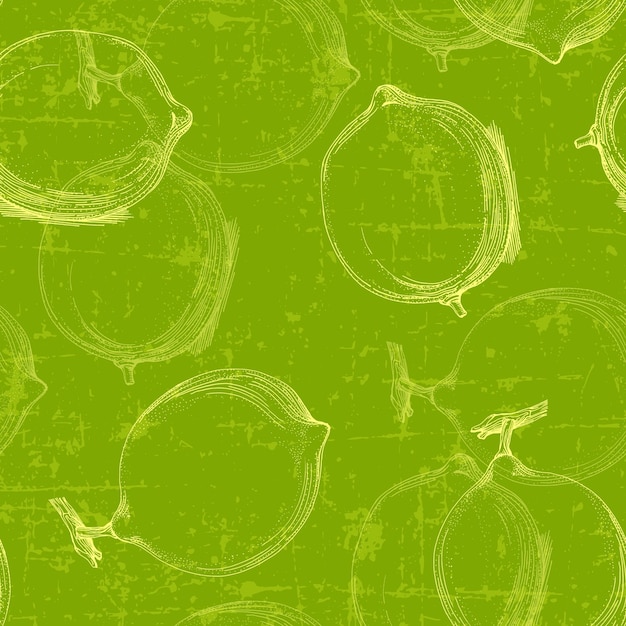 Seamless pattern with lemons Lime Hand drawn illustration