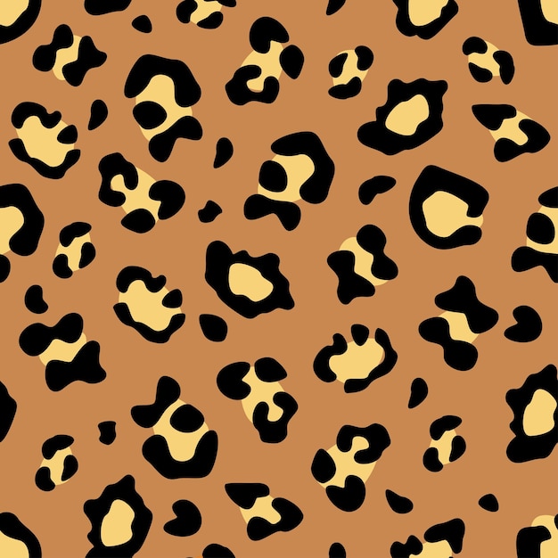 Seamless pattern with leopard skin Flat vector illustration For printing on Tshirts