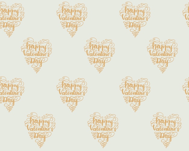 Seamless pattern with lettering happy valentine's day. vector illustration.