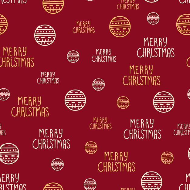 Seamless pattern with lettering Merry Christmas. Vector illustration.