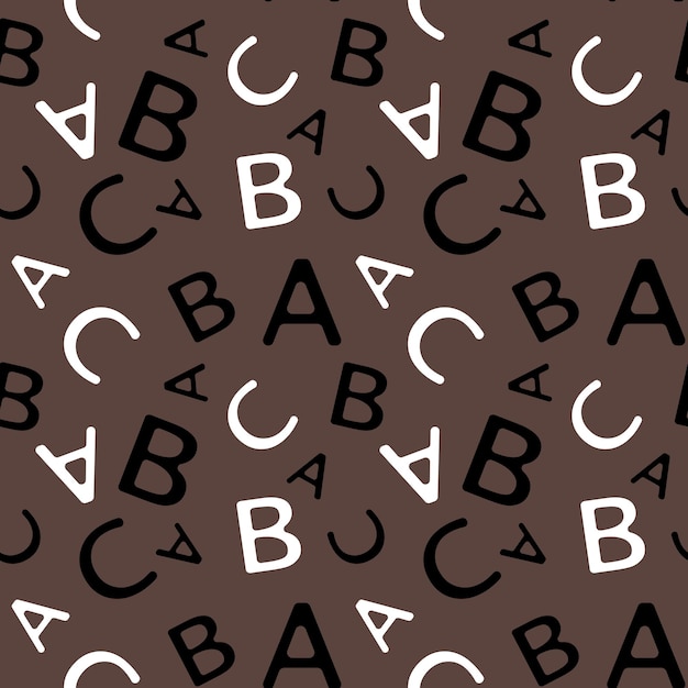 Vector seamless pattern with letters of the alphabet in random order on a white background suitable for web backgrounds textiles and wrapping paper