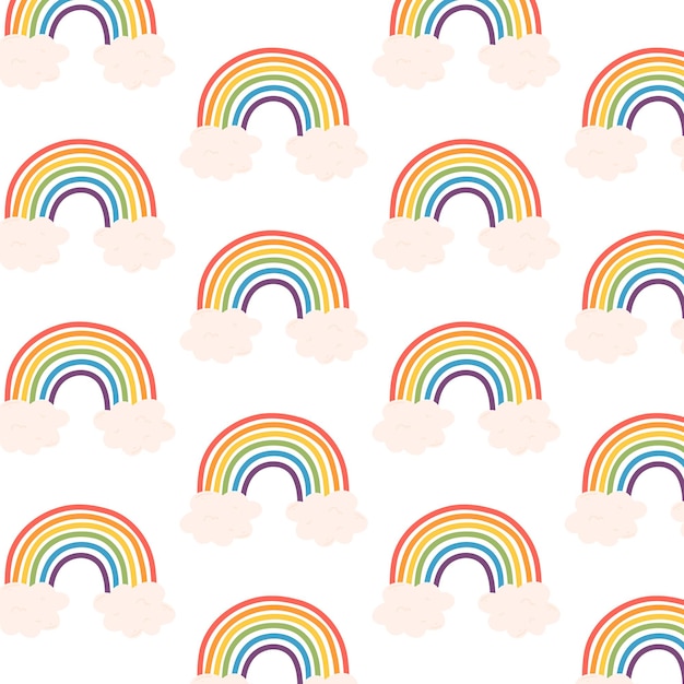 Motivo senza cuciture con illustrazione vettoriale arcobaleno lgbt stampa lgbt in stile piatto mese dell'orgoglio