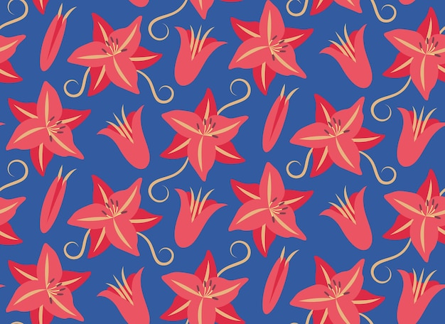 Seamless pattern with lilies