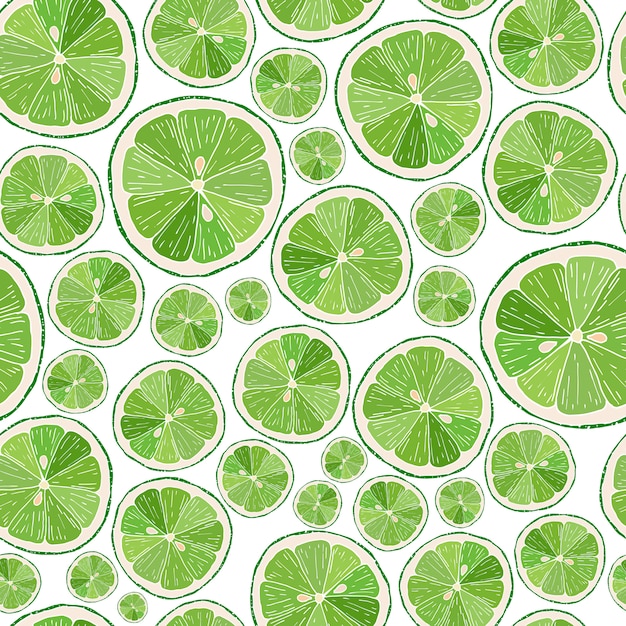 Seamless pattern with lime slices