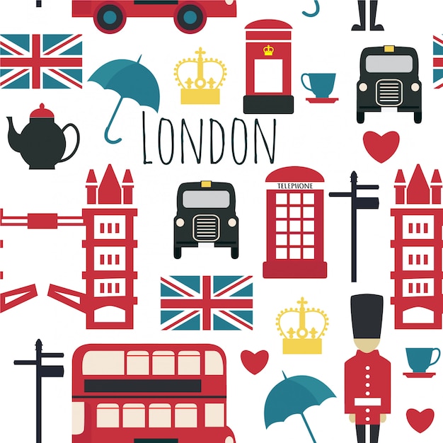 Seamless pattern with london's symbols.