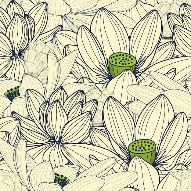 Seamless pattern with lotus