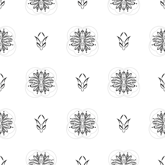 Seamless pattern with lotuses in simple style Good for backgrounds and prints Vector illustration