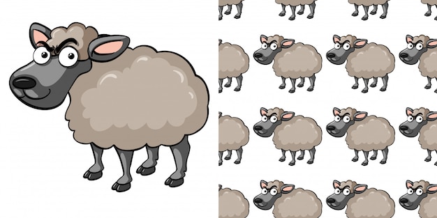 Seamless pattern with mad sheep