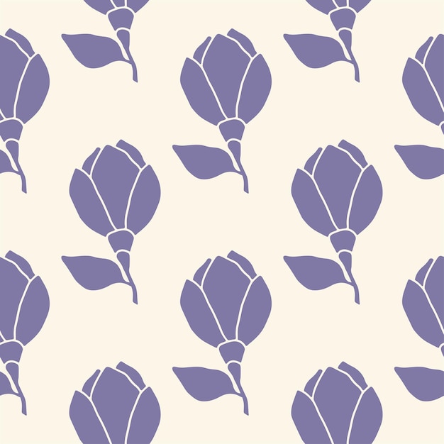 Seamless pattern with magnolia flower