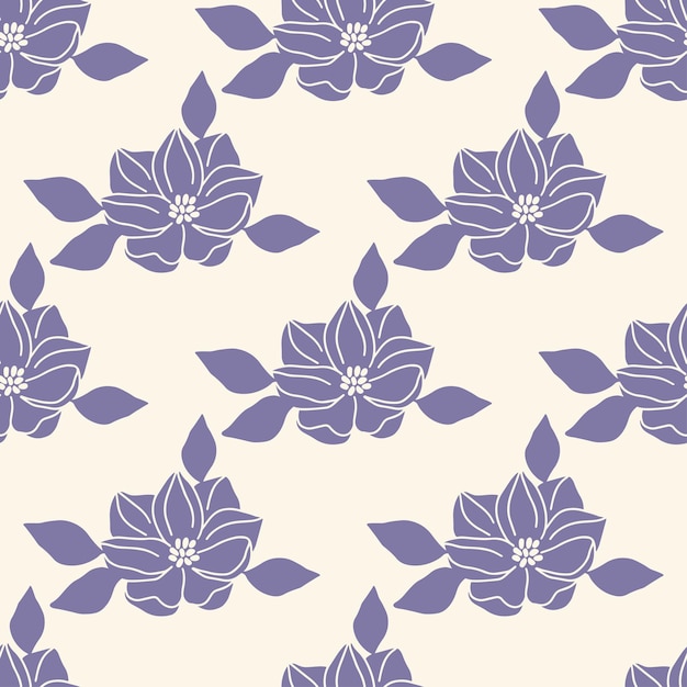 Seamless pattern with magnolia flower