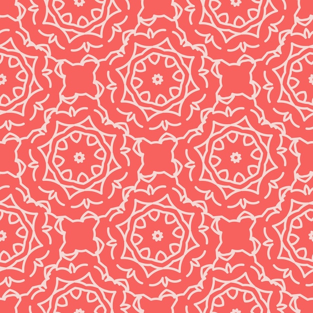 Vector seamless pattern with mandala in boho tribal style.