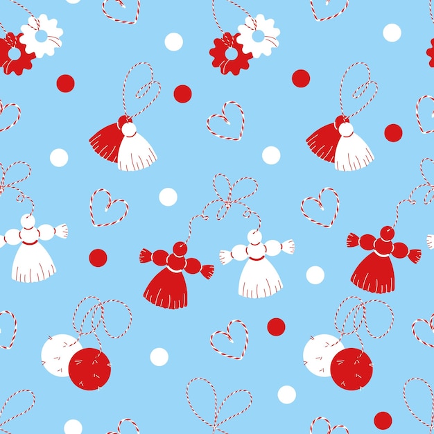 Seamless pattern with Martisor talisman vector illustration