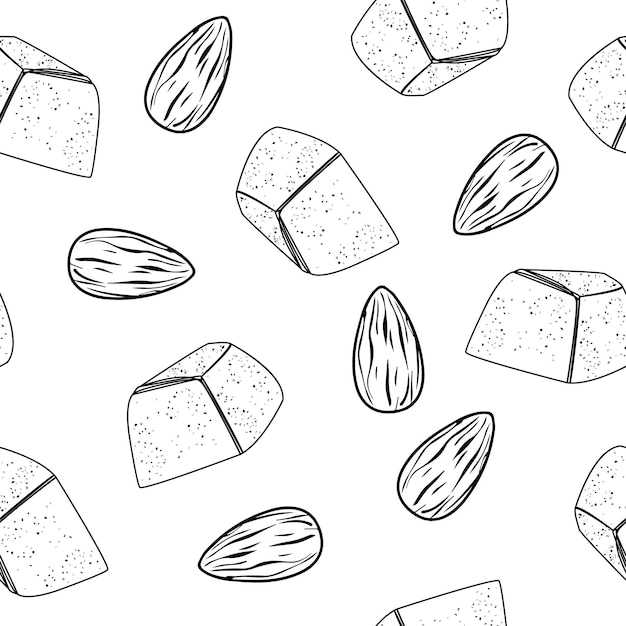 Vector seamless pattern with marzipan on the white background