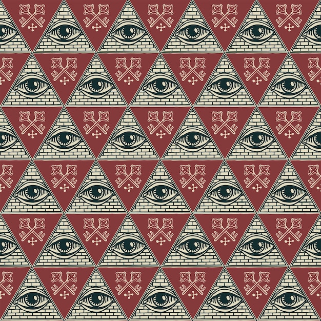seamless pattern with masonic allseeing eye