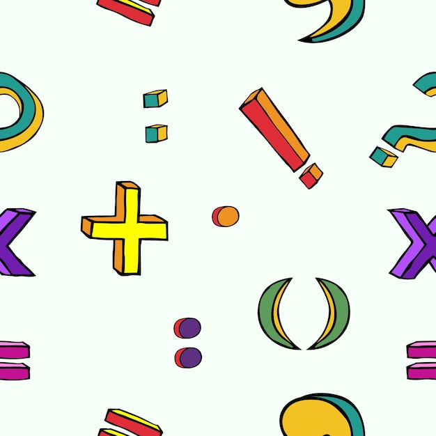Vector seamless pattern with mathematical symbols theme