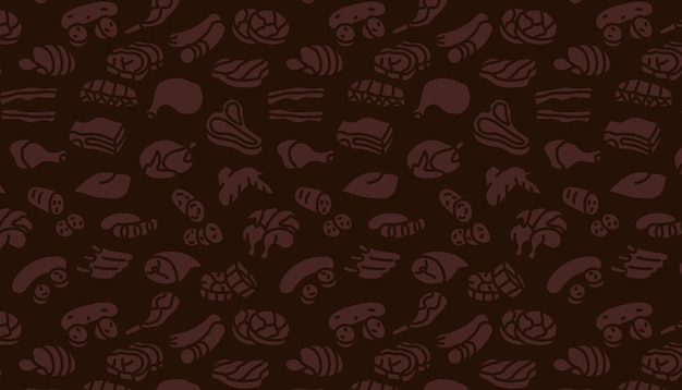 Vector seamless pattern with meat icons.