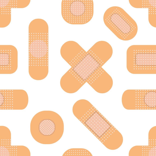 Vector seamless pattern with medical plasters medical patch pattern flat vector illustration