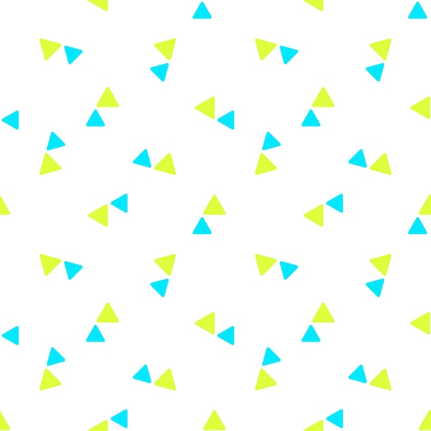 Seamless pattern with messy cute triangles with round corners, triangular geometrical shapes.