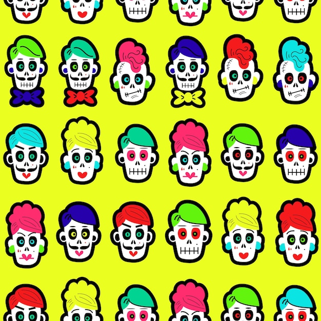 Seamless pattern with Mexican sugar skulls