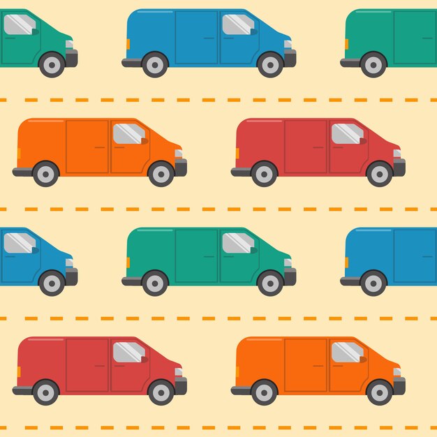 Seamless pattern with minivan cars