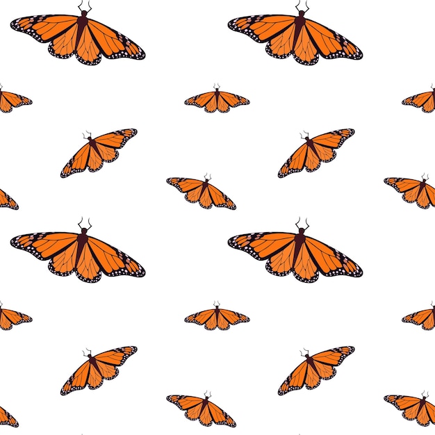 Seamless pattern with monarch butterflies vector illustration