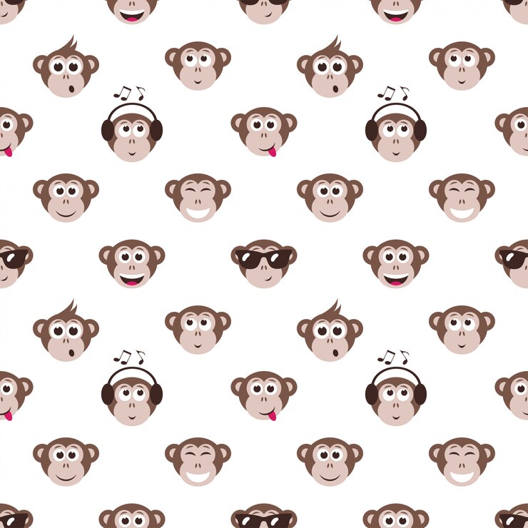Vector seamless pattern with monkey faces