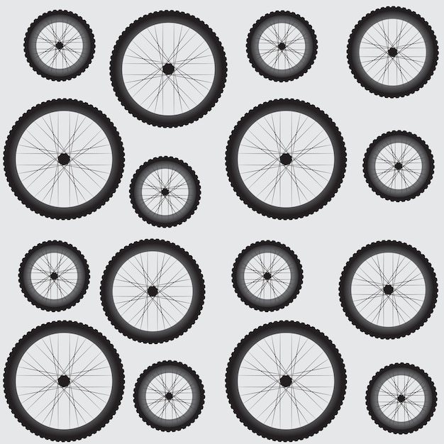 Vettore modello senza cuciture con design monocromatico per pneumatici per biciclette