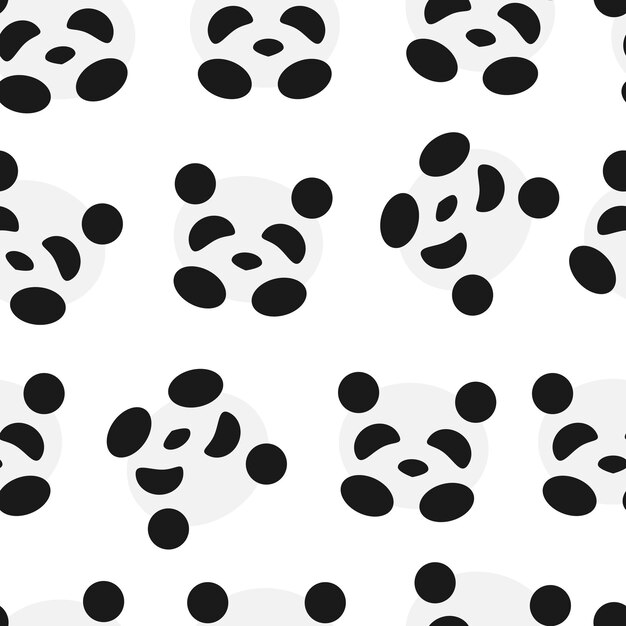 Vector seamless pattern with monochrome pandas background textile design clothing print